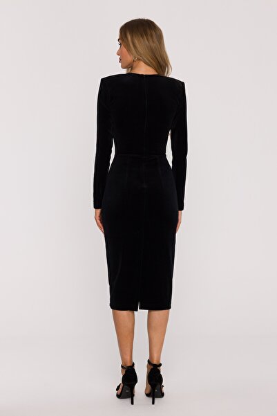 Made of Emotion M889 Velour dress with V-neckline