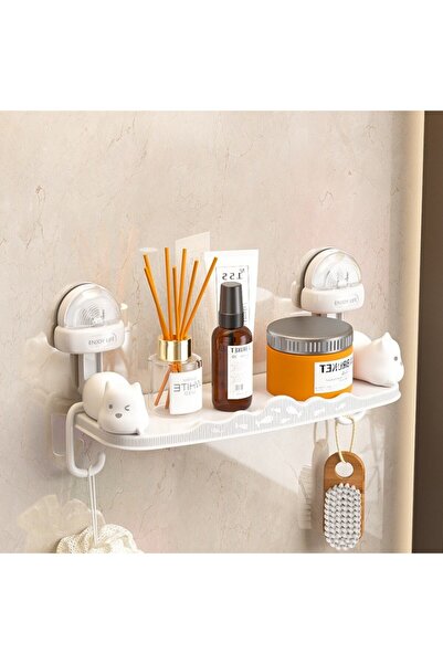 Flippy Bathroom Holder, Flippy, Wall Mounted, Kitten Pattern, ABS, Adhesive, 33.4x17.7 cm, White