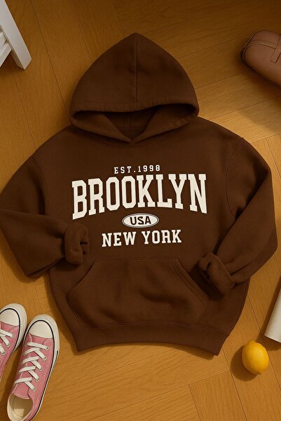 FAVORİST Φούτερ EST.1998 BROOKLYN Printed Oversize Fit με κουκούλα