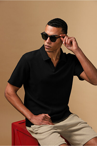 Kiğılı Tricou cu gât polo din bumbac cu croială normală