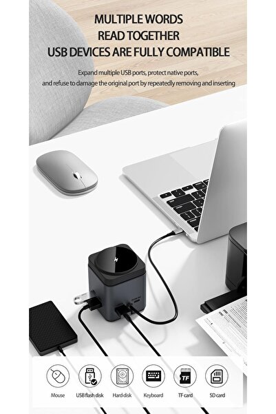 Glassology شاحن لاسلكي 8 في 1 ومحور متعدد الوظائف - سريع ومتعدد الاستخدامات