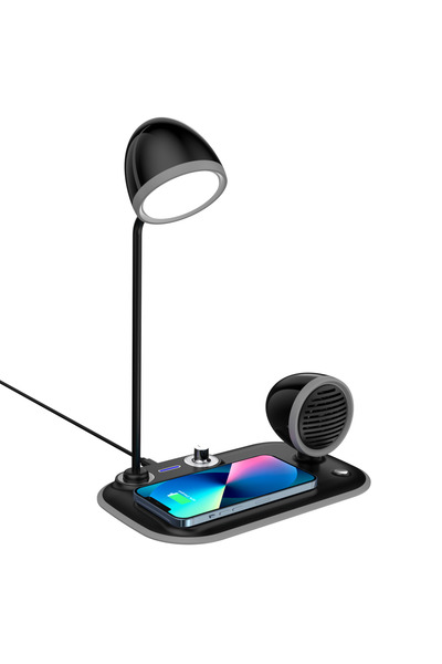 Unico 3 İn 1 Masa Lambalı, Bluetooth Hoparlörlü, 15W Wireless Şarj Standı