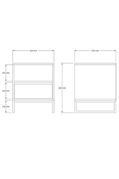 HOMS Lida bedside table for bedroom, 61 cm