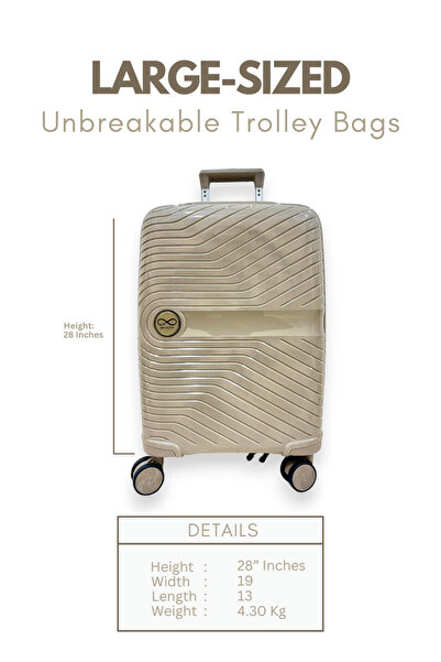 INFINITY 28" Large Lightweight Luggage Checked Bag | Luggage Trolley Unbreakable PP 4-Wheel Luggage Suitcases