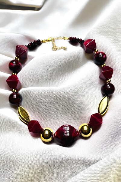 PETEK AKSESUAR Acrylic Metalized Style Necklace