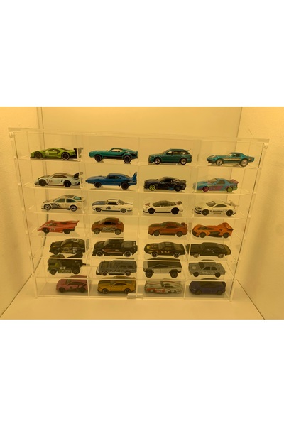 MAZERONREKLAM pleksimalzeme Kapaklı pleksi 1:64 Diecast Model 28 Araç Sergile...