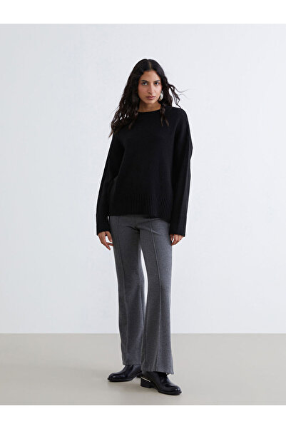 LC Waikiki Lcw Modest Anthracite Elastic Waist Flared Women's Trousers