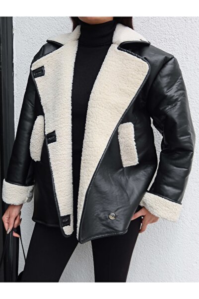 ESRAHELVACI Plush Detail Leather Jacket