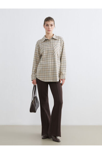 LC Waikiki Lcw Modest Brown Elastic Waist Flared Women's Pants