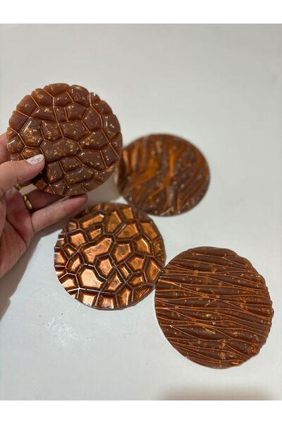 Pelince Set of 4 Epoxy Coasters |   Different Textured Design |   Coffee Pres...