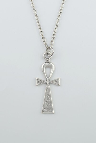ıdr Ankh Anahtarı - Nil'in Anahtarı Gümüş Kaplama Düz Zincir Kolye