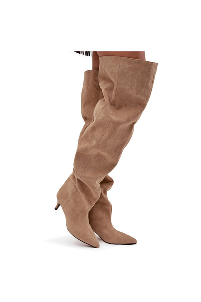 BOTO Botine pentru femei cu toc bej Ysolienne 36