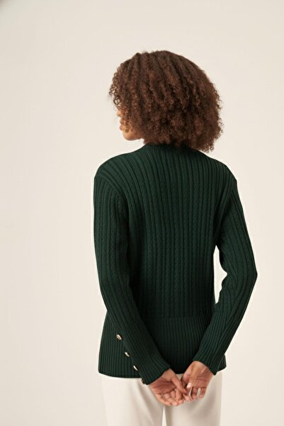 FTZ WOMEN Women's Hair Knitted Cardigan Emerald 25237