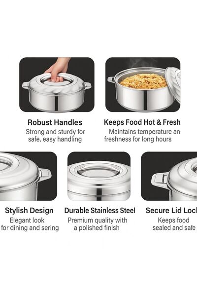 TSUMAB Double Wall Stainless Steel Hot Pot Casserole – 1 Liter
