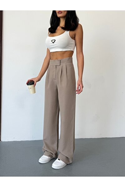 BILDEŞA Women's High Waist Velcro Waist Palazzo Pants