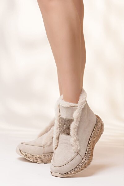 LEYDİ SHOES KETİ KREM KÜRKLÜ BOT