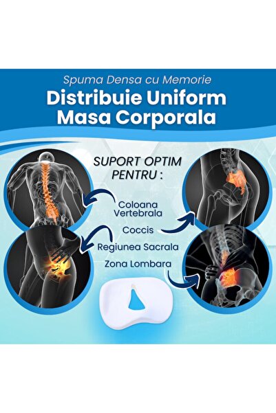 varioshop ® Orthopedic Seat Cushion, Premium Memory Foam, 46x38x8 cm, Grey