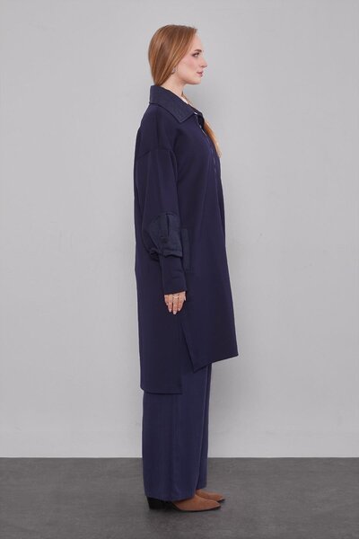 Levidor Lacivert Kol Kapitone Detaylı Kap