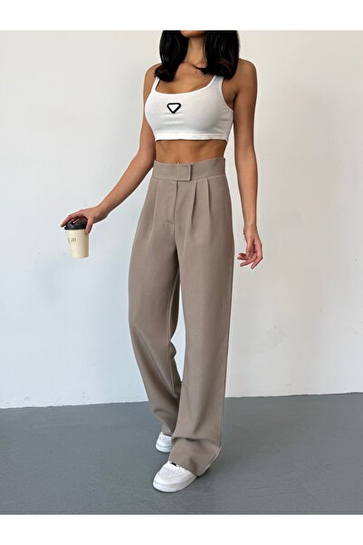 BILDEŞA Women's High Waist Velcro Waist Palazzo Pants