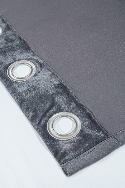 Premier Home Velvet Ringed Background Curtain Anthracite 140X260