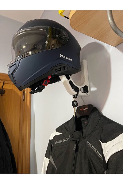 CASEY STORE Kask Tutucu | Ceket Anahtarlık Askısı – Çok Fonksiyonlu Duvar Tipi Askı Aparatı 30cm (BEYAZ-Siyah)