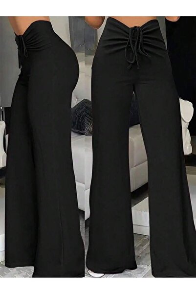 TUA MODA Tua Moda Women's High Waist Front Gathered Spanish Imported Crepe Pants