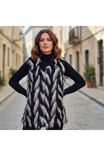 ihaoo Women's faux fur lined vest with zipper