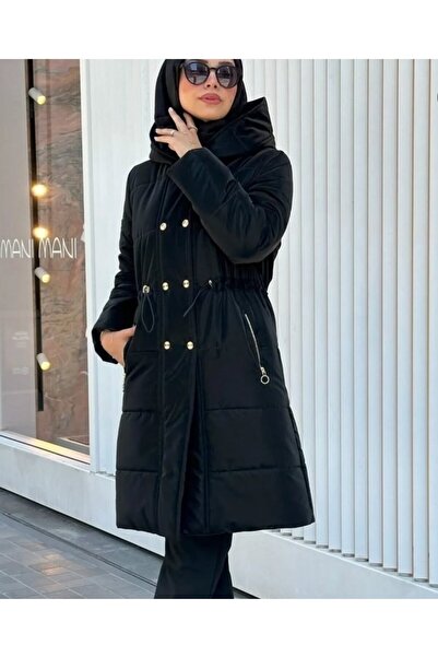 Store Önden çıt çıt detaylı kapşonlu mont