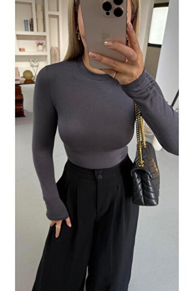 Sezgi Tekin Μπλούζα Premium Series με μαλακή υφή ελαστικό ύφασμα Anthracite Basic