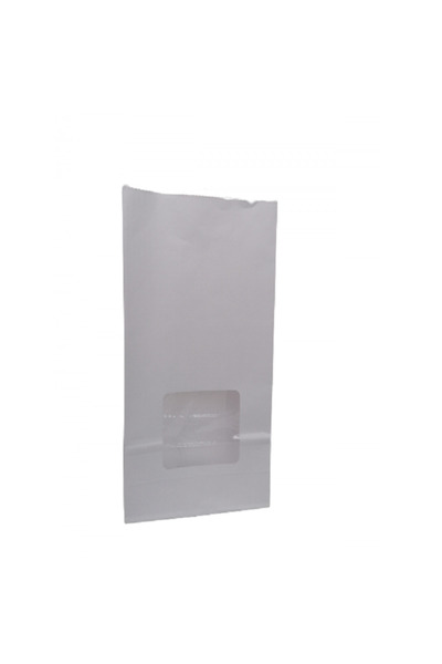MSG PACKAGING White paper bag, with window, square base, fully laminated inside, 12x6x25 cm, 100 pcs/set