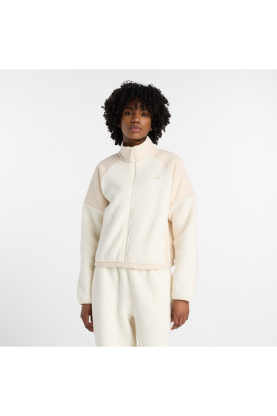 New Balance High Pile Fleece Kadın Beyaz Ceket