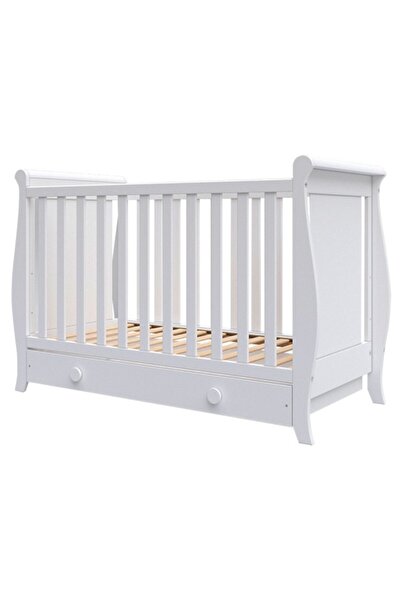 Hubners Patut copii din lemn Mira 120x60 cm alb cu sertar