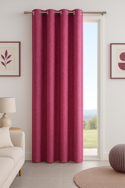 Premier Home Harmony Ringed Background Curtain Fuchsia 140X260