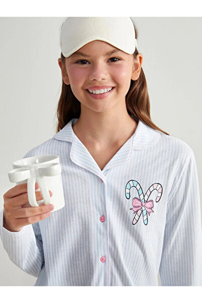 LC Waikiki Set de pijamale pentru fete cu guler cămașă