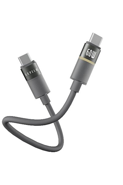 Levelo Luno USB-C to USB-C Cable, 60W Power Delivery, 1m, 480Mbps, Silicone, Smokey Gray