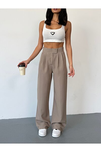 BILDEŞA Women's High Waist Velcro Waist Palazzo Pants