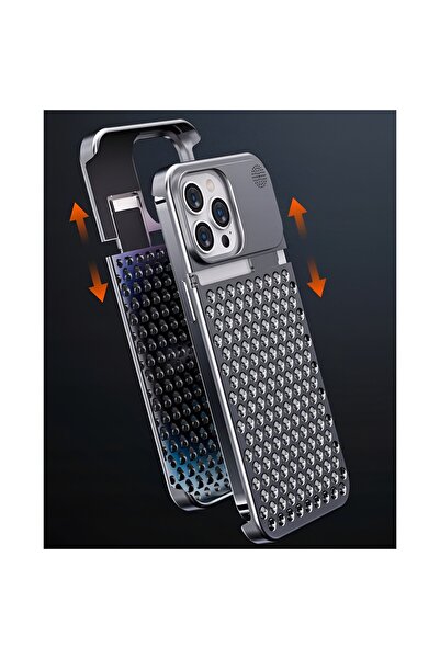 Flippy Husa Aromaterapia pentru iPhone 15 Pro, Flippy, Antisoc, Antizgariere, Aliaj de Aluminiu, Argintiu