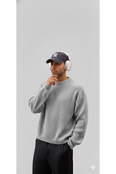 ModaBase سترة رجالية من نوع SELANİK محبوكة برقبة دائرية وأكمام طويلة موديل قص...