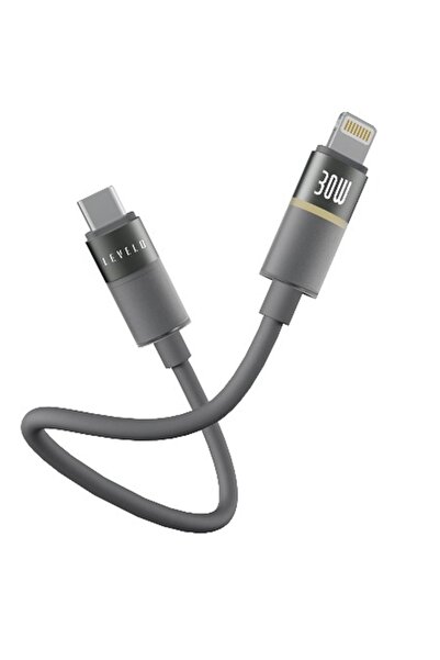 Levelo Luno USB-C to Lightning Cable, 30W Power Delivery, 1m, 480Mbps, Silicone, Smokey Gray