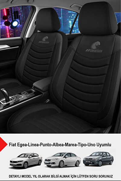 GM-DESIGN Panther Series Linen Fabric Car Seat Cover (Compatible with Fi̇at Egea-Linea-Punto-Albea-Marea-Tipo-Uno)