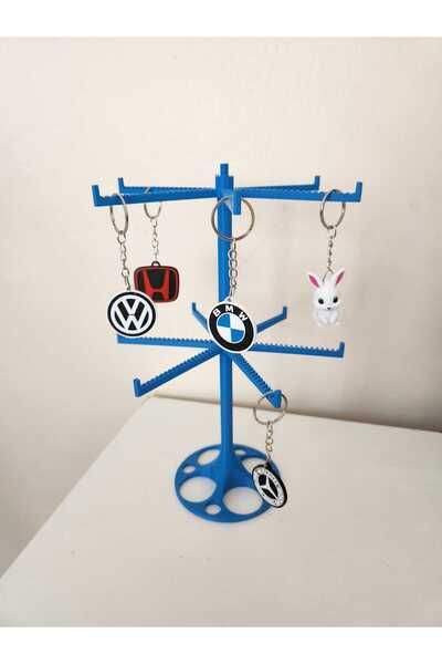 Lizard Mavi Döner Anahtarlık Standı – Masaüstü Sergileme ve Düzenleme Aparatı