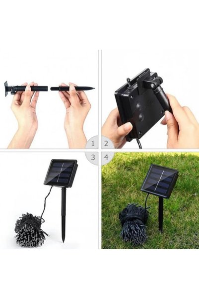 Promagg Instalație luminoasă solară 30 m cu 300 LED-uri pentru decor exterior și interior