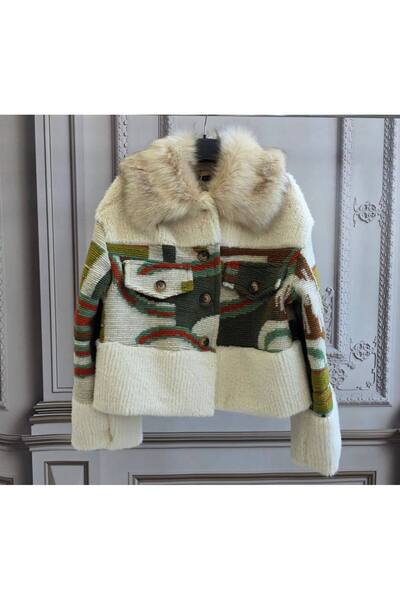 MAXORA SHOP Women's wool jacket with faux fur collar