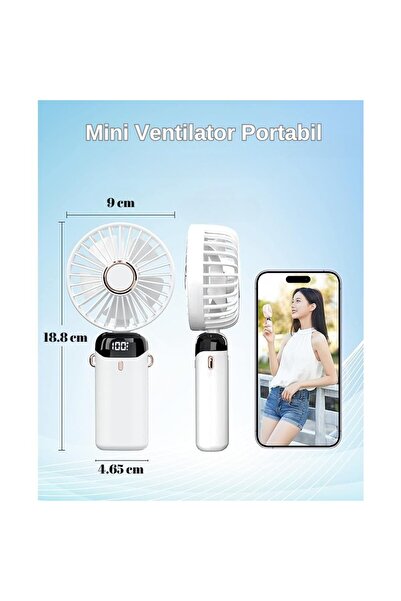 Flippy Ventilator de aromaterapie ultraportabil 3 în 1 pentru mână/bureau/gât, 5 viteze, USB-C