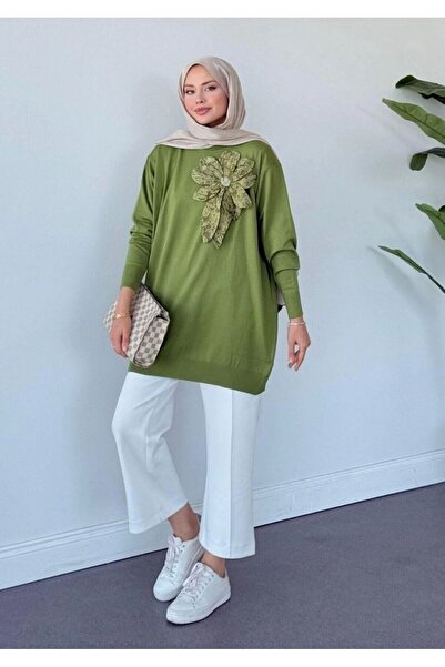 Dila ÇİÇEK DETAYLI MERSERİZE TUNİK