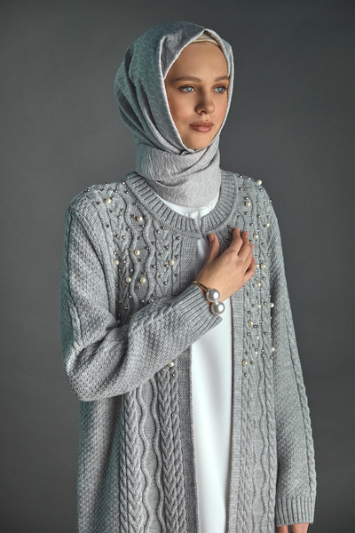 Setrms Taş ve İnci Detaylı Uzun Hırka