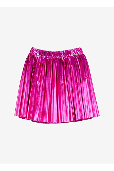 Barbie Lastikli Bel Normal Pembe Varaklı Kısa Kız Çocuk Etek BRB5WG-ETK6115