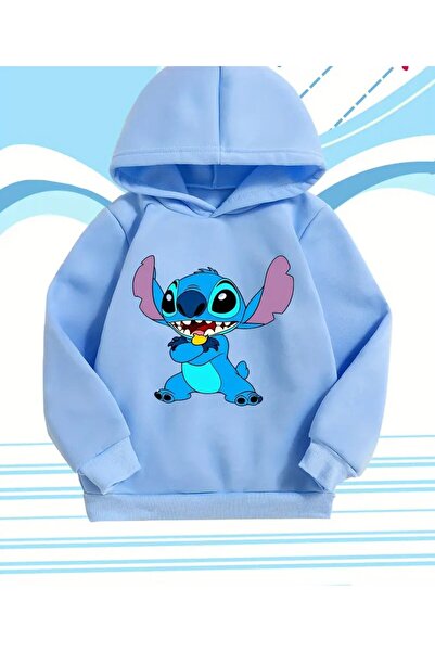 oneagılyazı سويت شيرت لطيف بشخصية ستيتش مطبوع بغطاء رأس