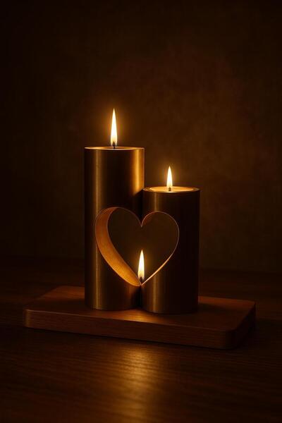 TIGEA Accessories KALP ŞEKLİNDE İSKANDİNAV TARZI SALON/OTURMA ODASI DEKORATİF MUMLUK