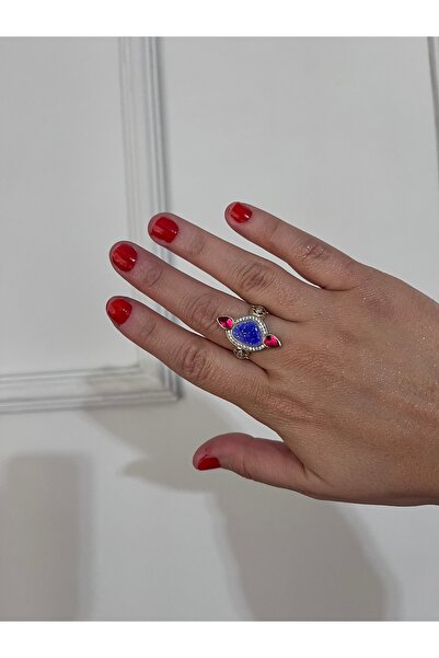 shop خاتم مرصع بالذهب الفولاذي مع تفاصيل حجرية حمراء وزرقاء لامعة، متوافق مع ...